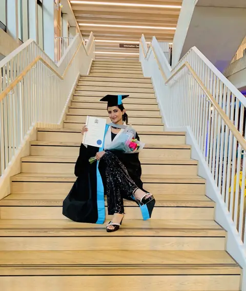With her degree certificate, BSc (Hons) Aerospace Engineering, First Class Honours