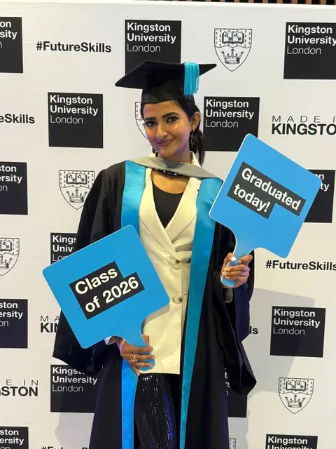 Chathurya at her graduation, Kingston University London