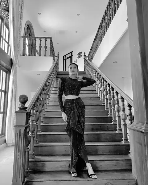 Evening wear, black and white